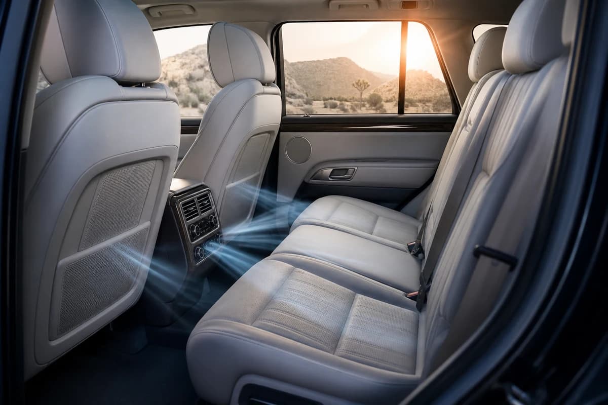 Cooled luxury SUV cabin with ventilated seats for best luxury cars Dubai summer heat comfort