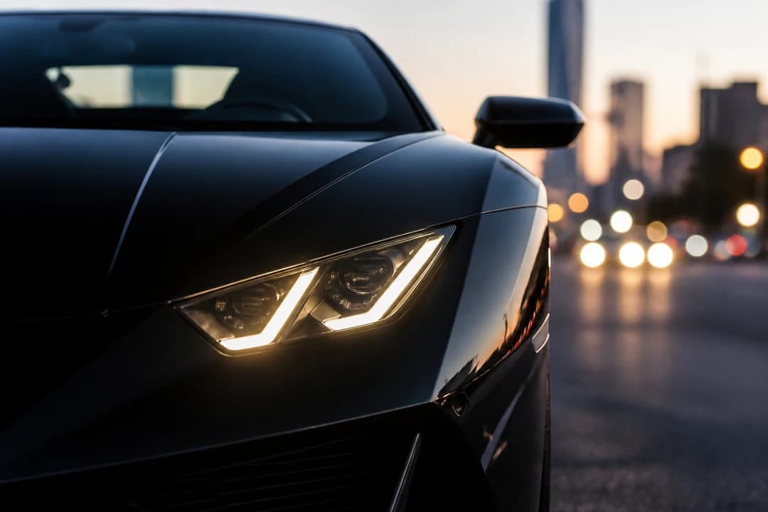 Lamborghini Huracán Y-shaped headlight detail for Lamborghini rental Dubai guide model choice
