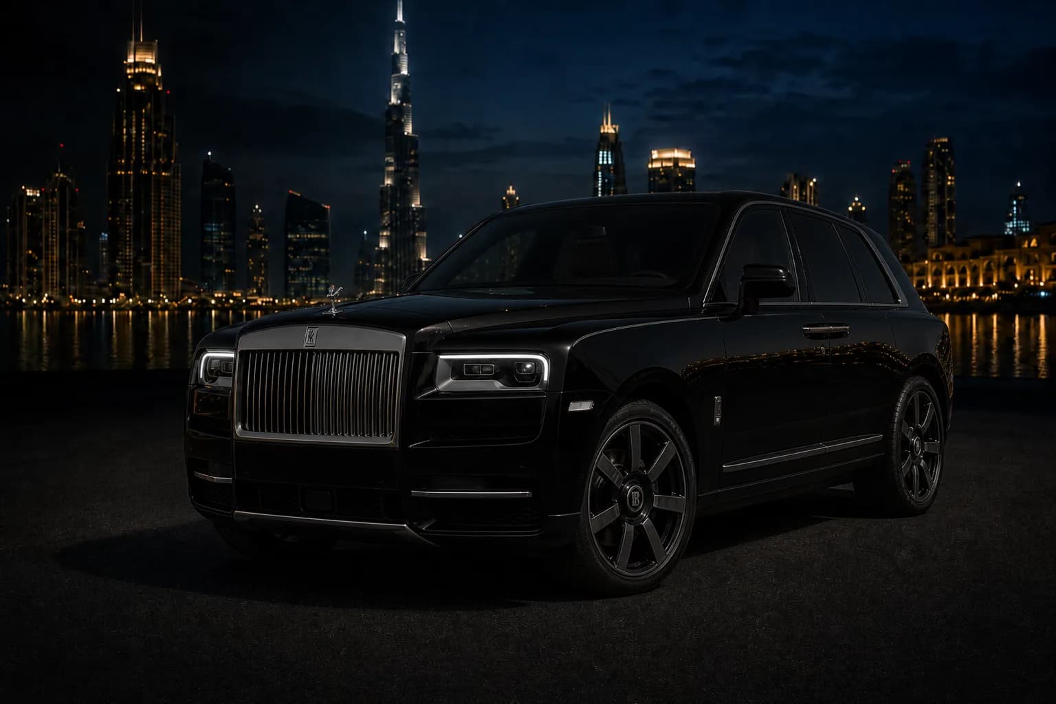 Rolls-Royce rental Dubai skyline