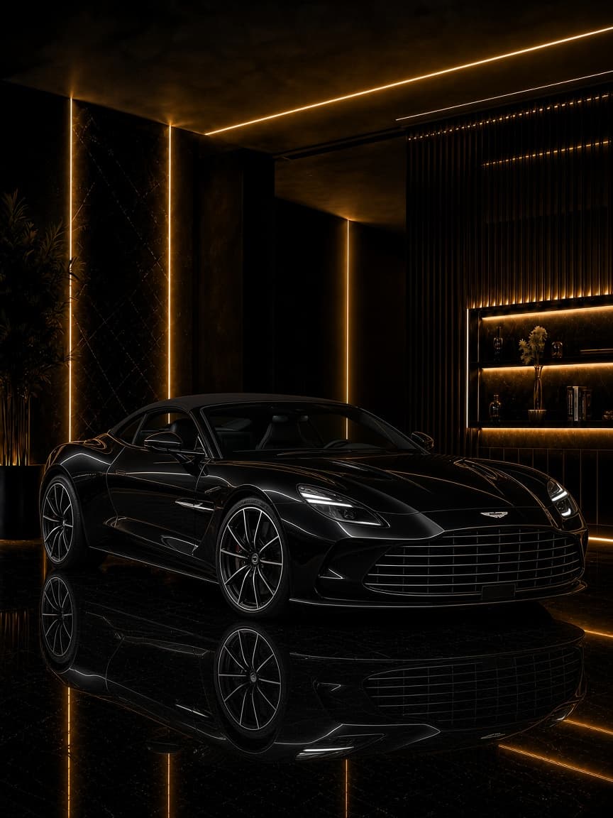 Actual Aston Martin Vanquish Volante rental car in Dubai with DreamRides luxury car rental UAE
