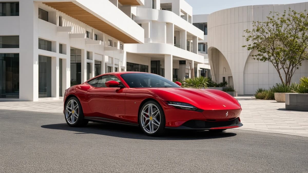 Ferrari Roma at City Walk Dubai boutiques for supercar rental City Walk weekend plans