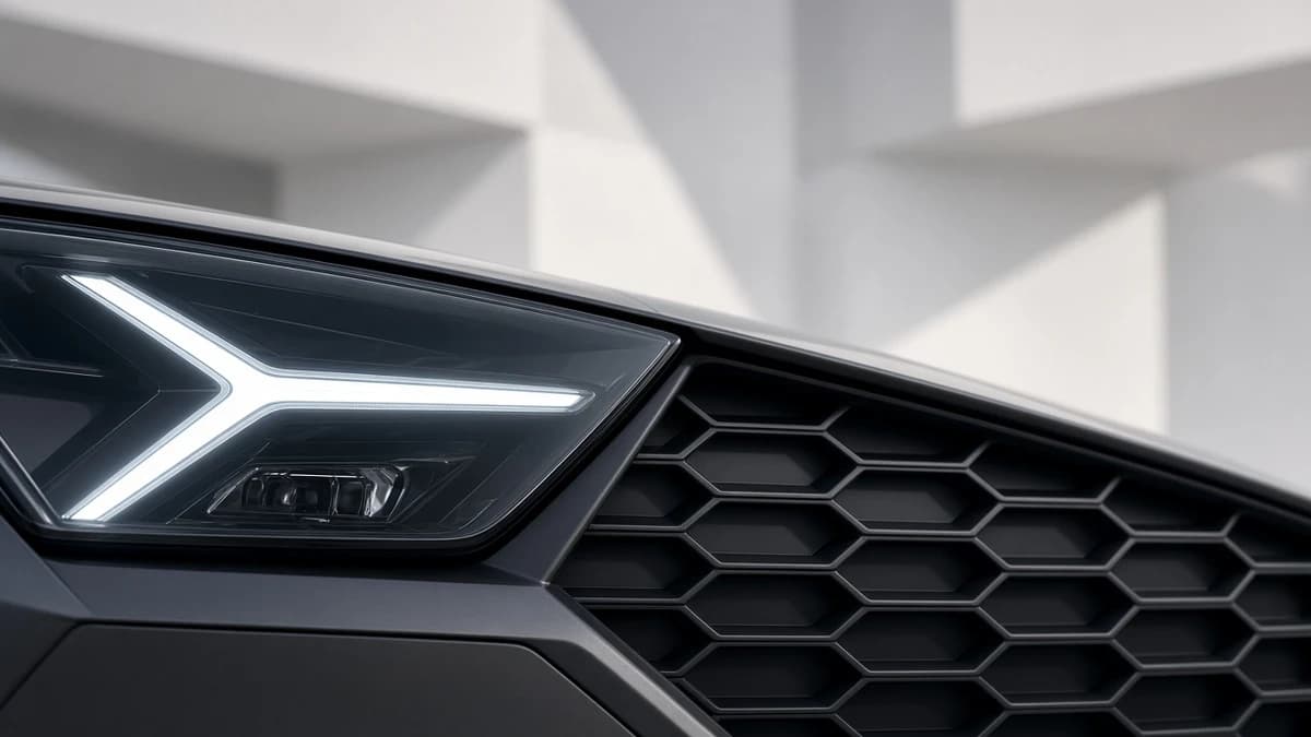 Lamborghini Urus headlight detail against City Walk Dubai architecture for City Walk Dubai car rental guide