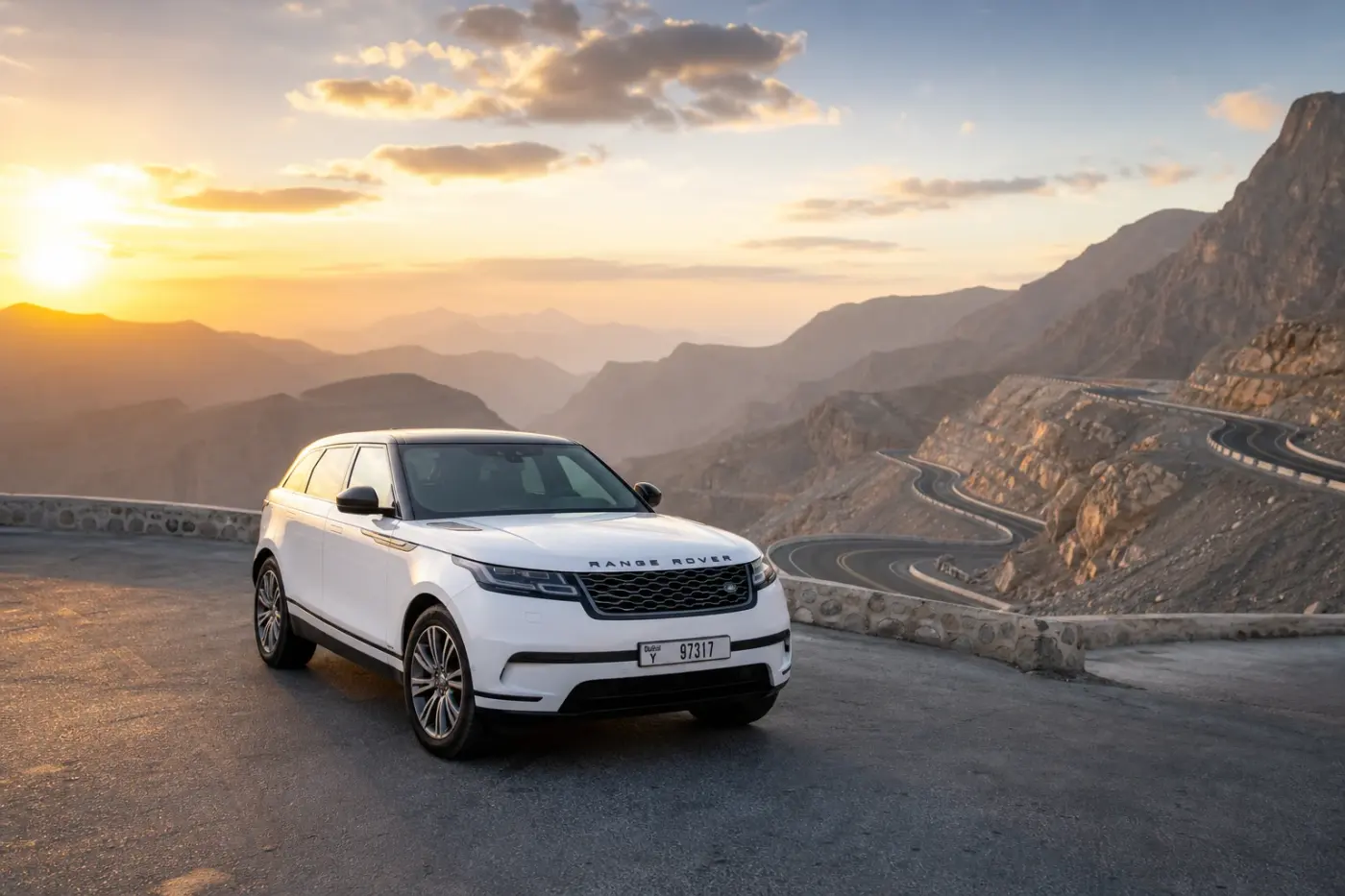 Scenic UAE mountain highway drive from Dubai with rental car on Jebel Jais approach road
