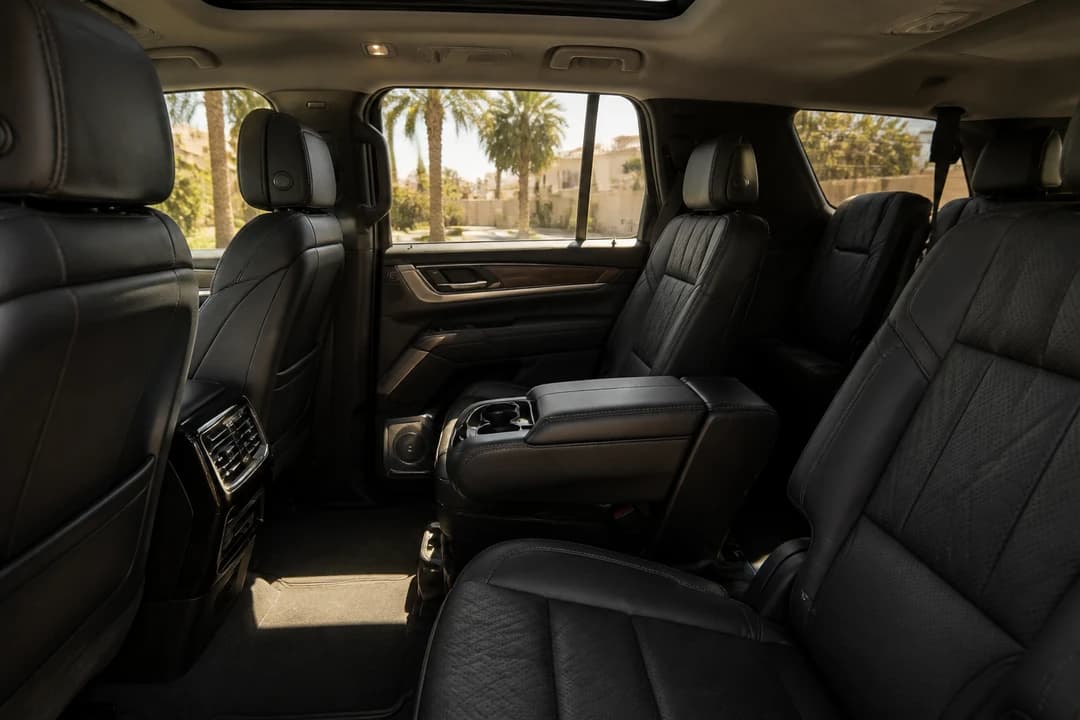 Cadillac Escalade rear cabin for family and golf guests on luxury car rental Emirates Hills weeks