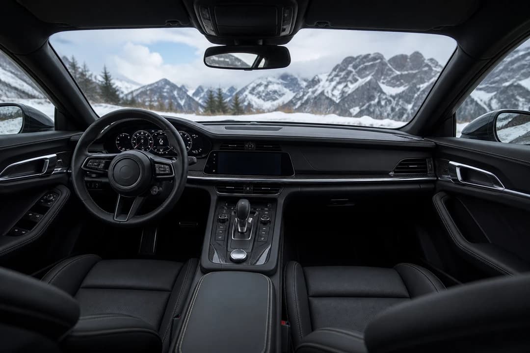 Sports coupe cabin for Dubai car hire winter daytime driving comfort