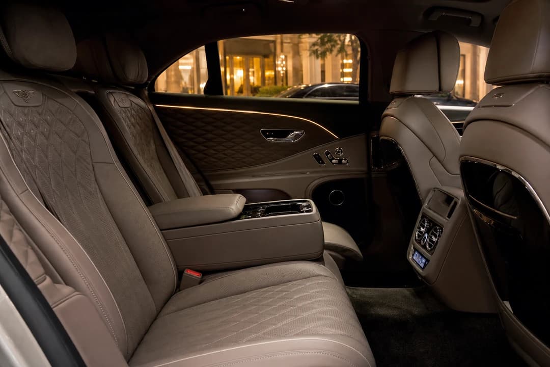 Bentley Flying Spur quilted rear cabin for best luxury car Dubai executive hosting weeks
