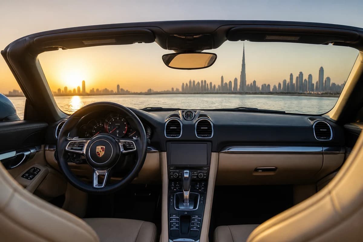 Luxury convertible cockpit with open sky for coupe vs convertible rental Dubai cabin theatre
