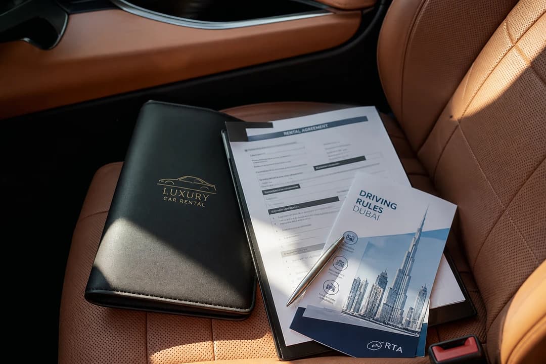 Dubai driving rules briefing: rental documents and licence pack ready before a luxury car hire Dubai week