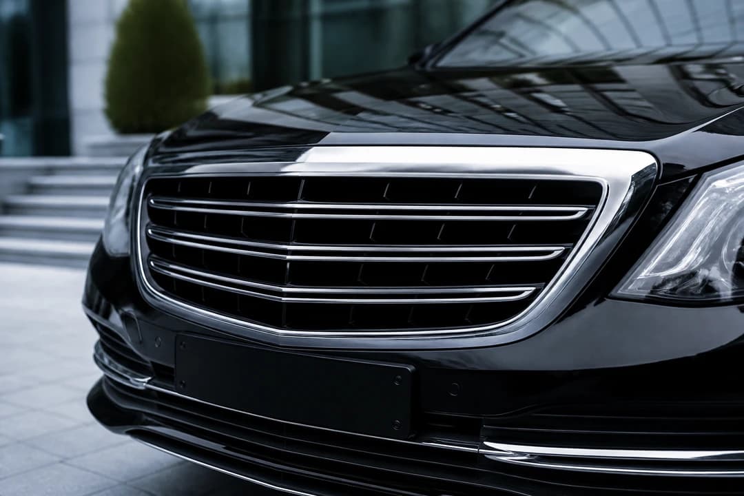 Executive sedan grille detail for best cars to rent Dubai during business season arrivals
