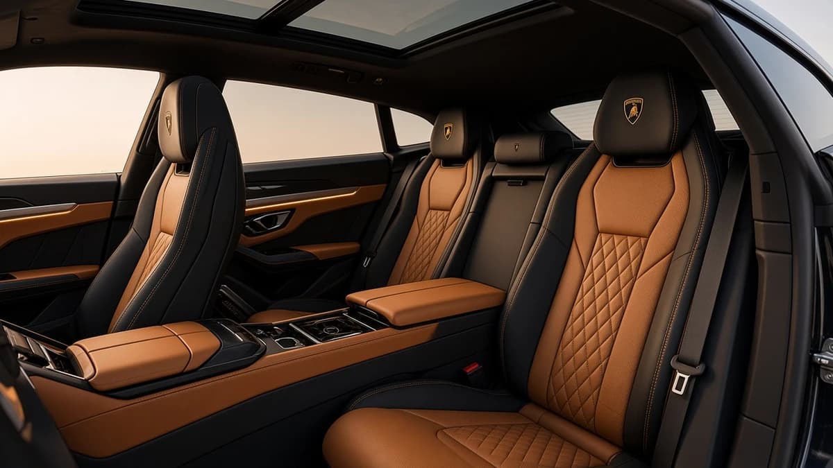 Lamborghini Urus S rear cabin with quilted seats for everyday five-seat flexibility in Dubai