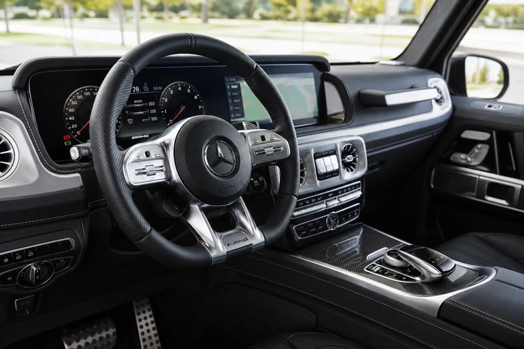 Mercedes-Benz G63 AMG interior cockpit for Range Rover vs G Wagon Dubai comparisons