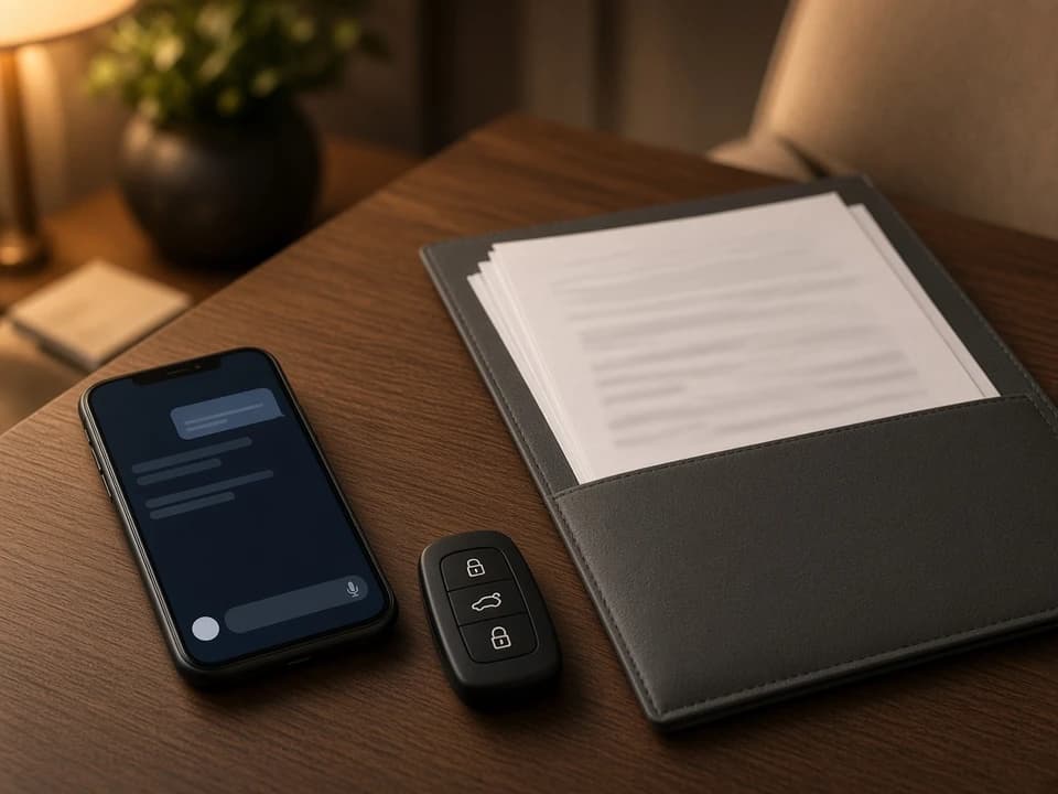 WhatsApp hire thread and key fob outline for Dubai car rental guide lockout contact steps