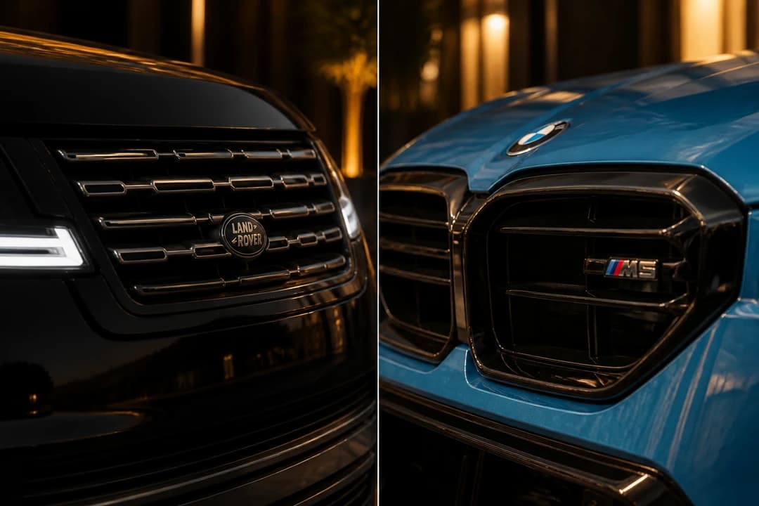 Range Rover Autobiography grille detail for luxury SUV vs sedan rental Dubai cabin-class identity