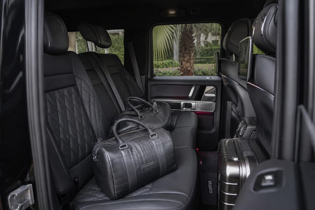 Mercedes-Benz G63 Brabus rear cabin with weekend luggage for five-seat VIP SUV trips