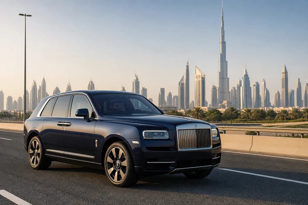 Rolls-Royce Cullinan on Sheikh Zayed Road for rent Rolls Royce Cullinan Dubai daily city use