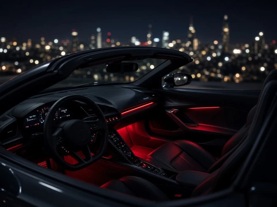 Retractable hardtop stowed on a supercar spider cabin for soft top vs hardtop convertible Dubai open-air theatre
