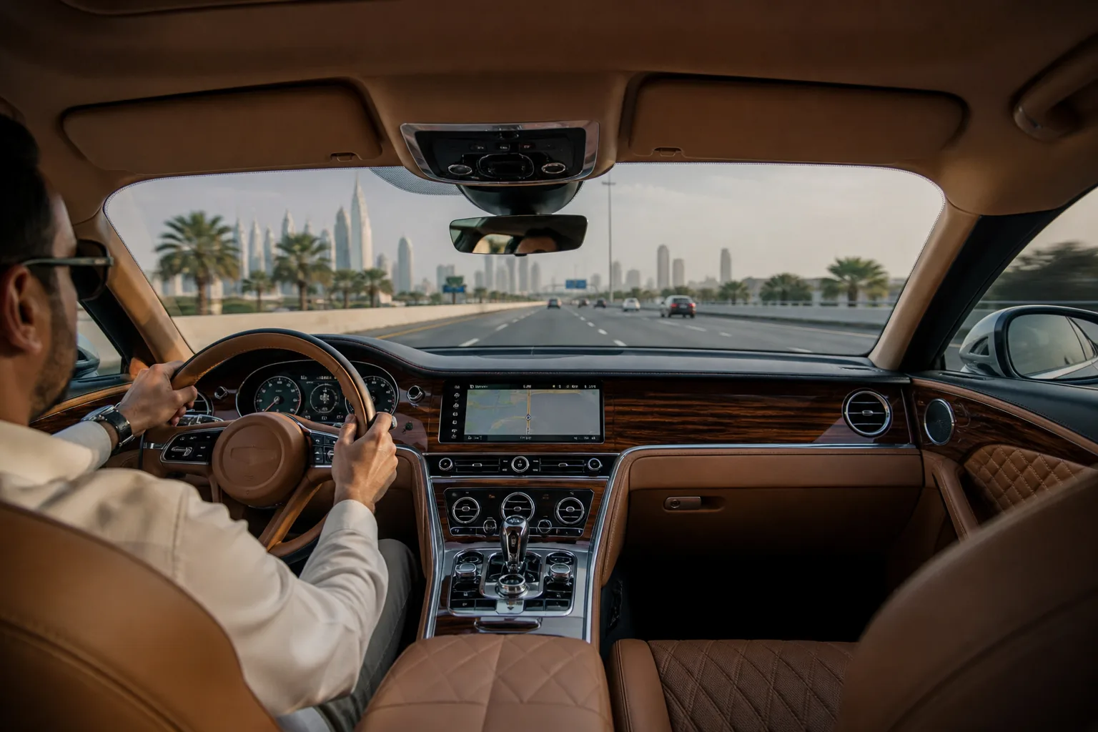 Grand tourer cabin with quilted leather for luxury car comparison Dubai long-distance comfort