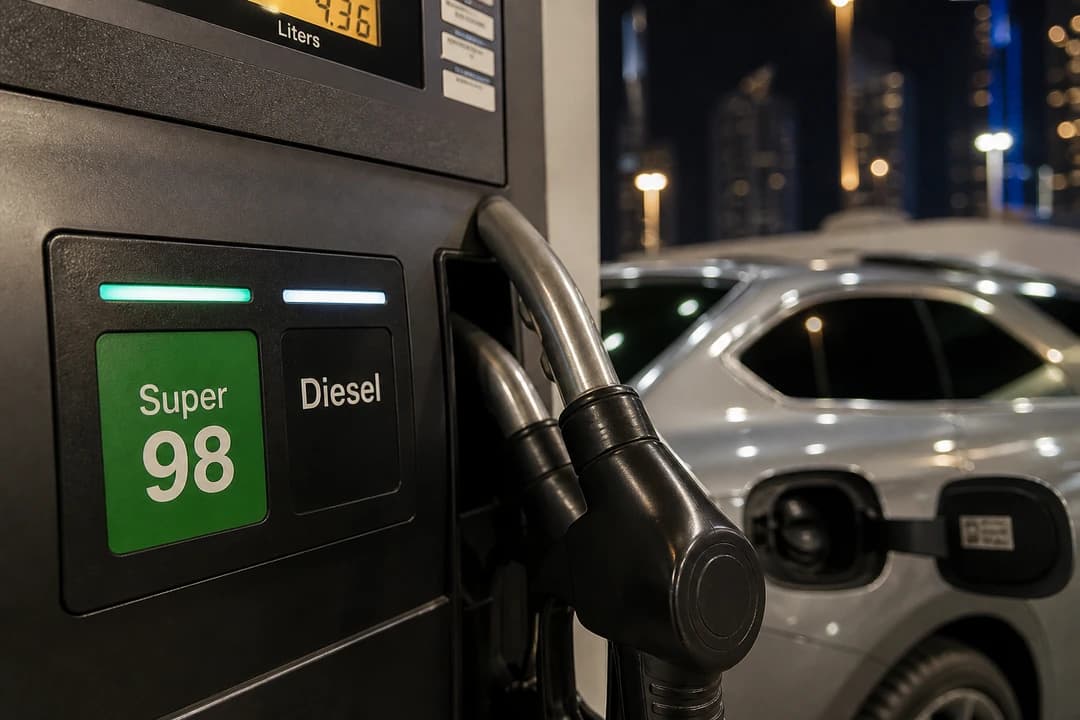 Dubai rental car fuel grade pump nozzle and filler flap for supercar petrol Dubai refuelling
