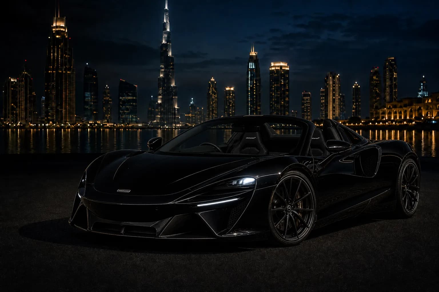 McLaren rental Dubai skyline
