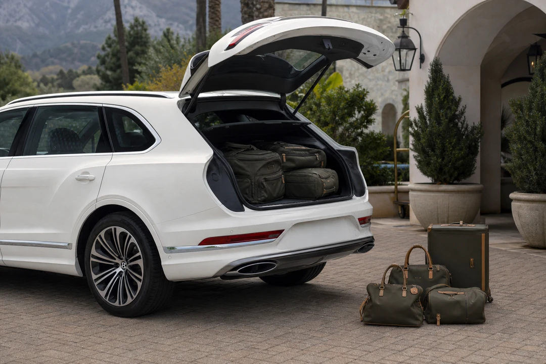Bentley Bentayga open tailgate with family luggage for five-seat resort and city trips