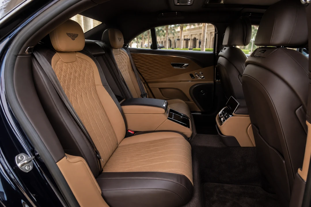 Bentley Flying Spur rear cabin for Bentley hire Dubai executive stays with diamond-quilted leather