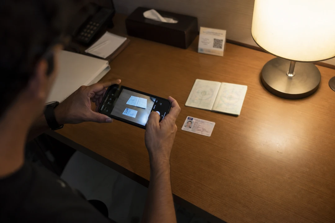 Dubai rental car documents photographed on a phone before a tourist driving licence UAE check