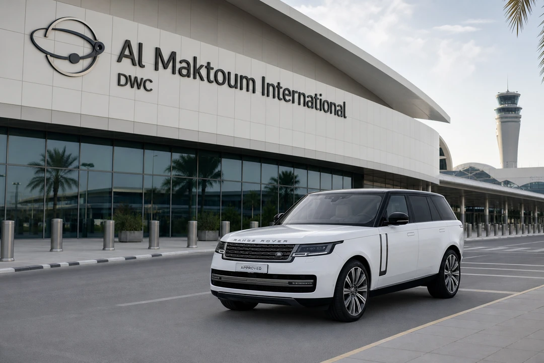 DWC rental car delivery at Al Maktoum airport terminal for quieter Dubai arrivals