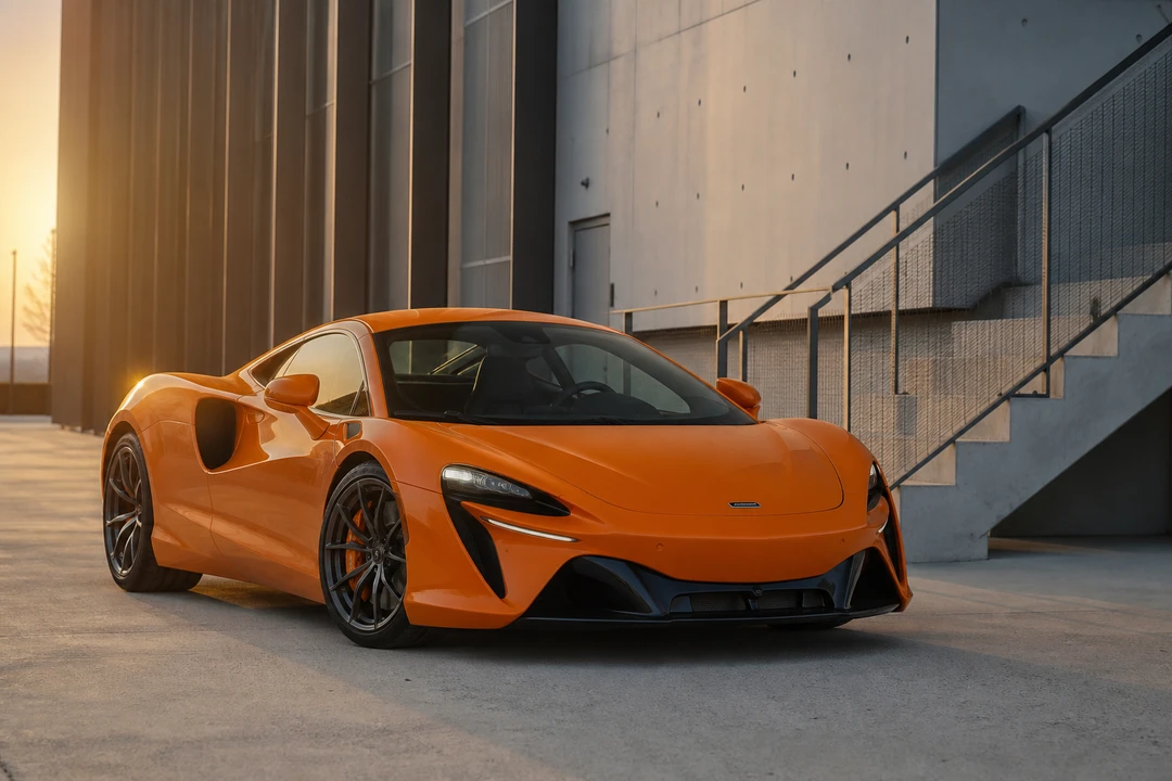 McLaren Artura Coupe at Dubai Design District for luxury car comparison Dubai compact hybrid weeks