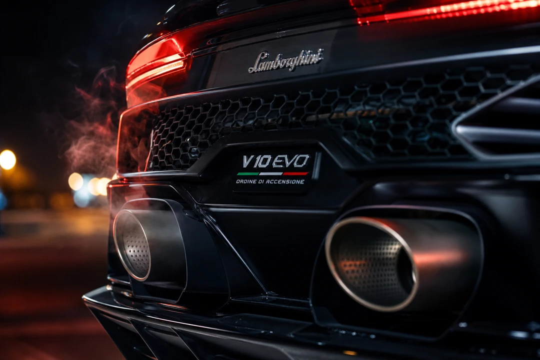 Lamborghini Huracan EVO Coupe V10 rear exhaust detail for naturally aspirated drama in Dubai