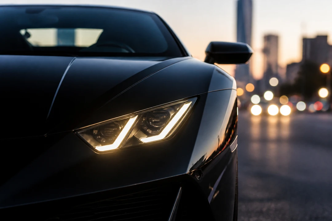 Lamborghini Huracán Y-shaped headlight detail for Lamborghini rental Dubai guide model choice