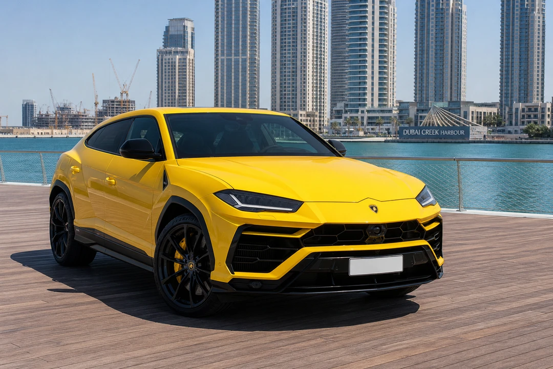Lamborghini Urus at Dubai Creek Harbour for Lamborghini Urus vs Ferrari Purosangue Dubai comparison