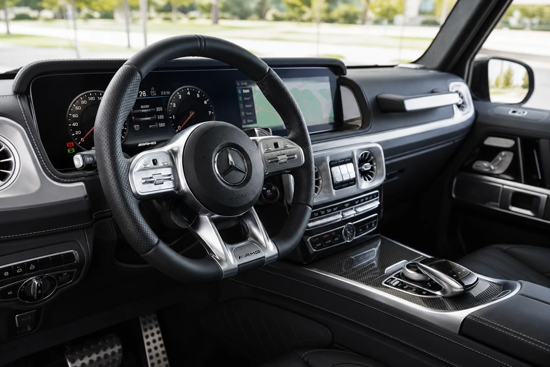 Mercedes-Benz G63 AMG interior cockpit for Range Rover vs G Wagon Dubai comparisons