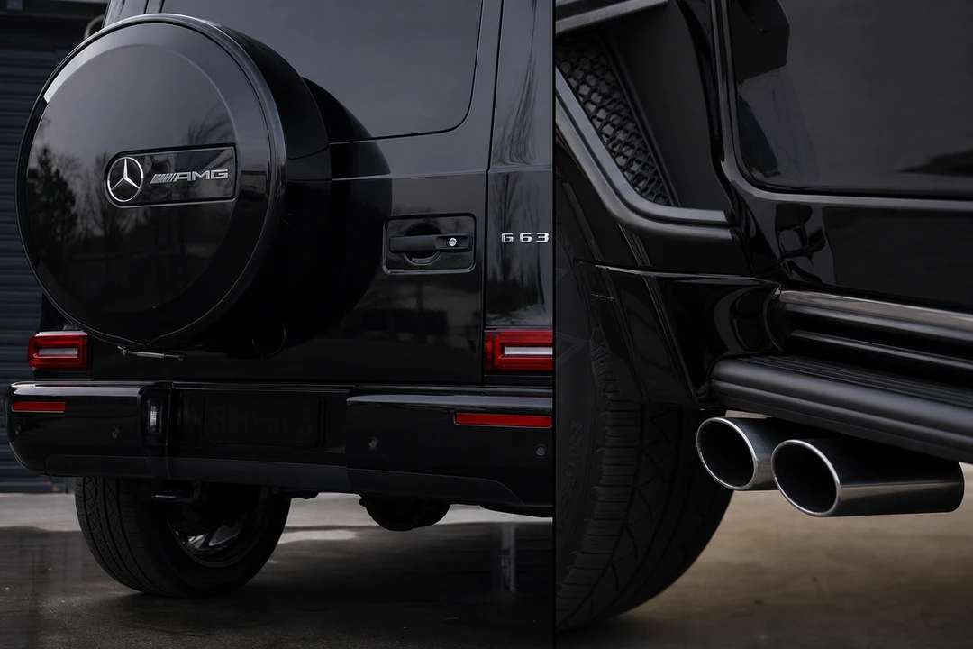 Mercedes-Benz G63 AMG rear spare cover detail for luxury SUV character comparisons in Dubai