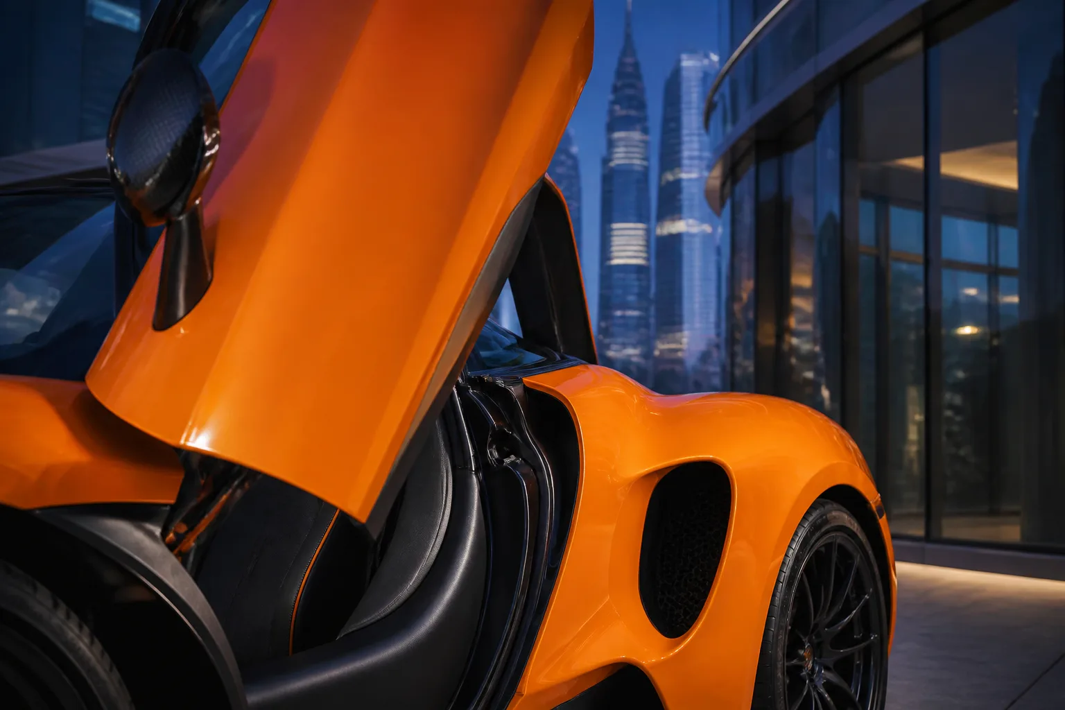 McLaren 750S Spider dihedral door detail for McLaren 750S vs Ferrari F8 Spider Dubai identity