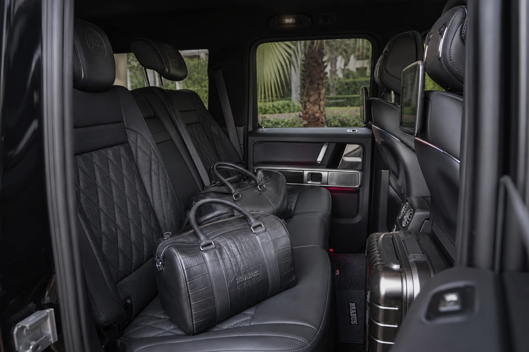 Mercedes-Benz G63 Brabus rear cabin with weekend luggage for five-seat VIP SUV trips