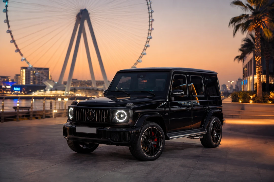 Mercedes-Benz G63 Facelift at Bluewaters Island for Mercedes-Benz car rental Dubai evening arrivals