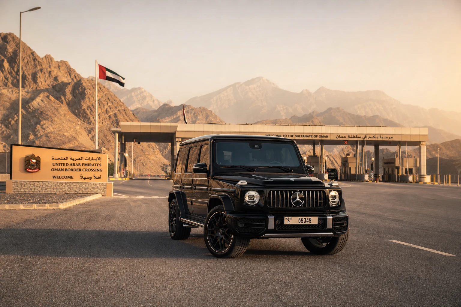 Dubai rental car cross-border road trip planning toward Oman with border documentation checklist