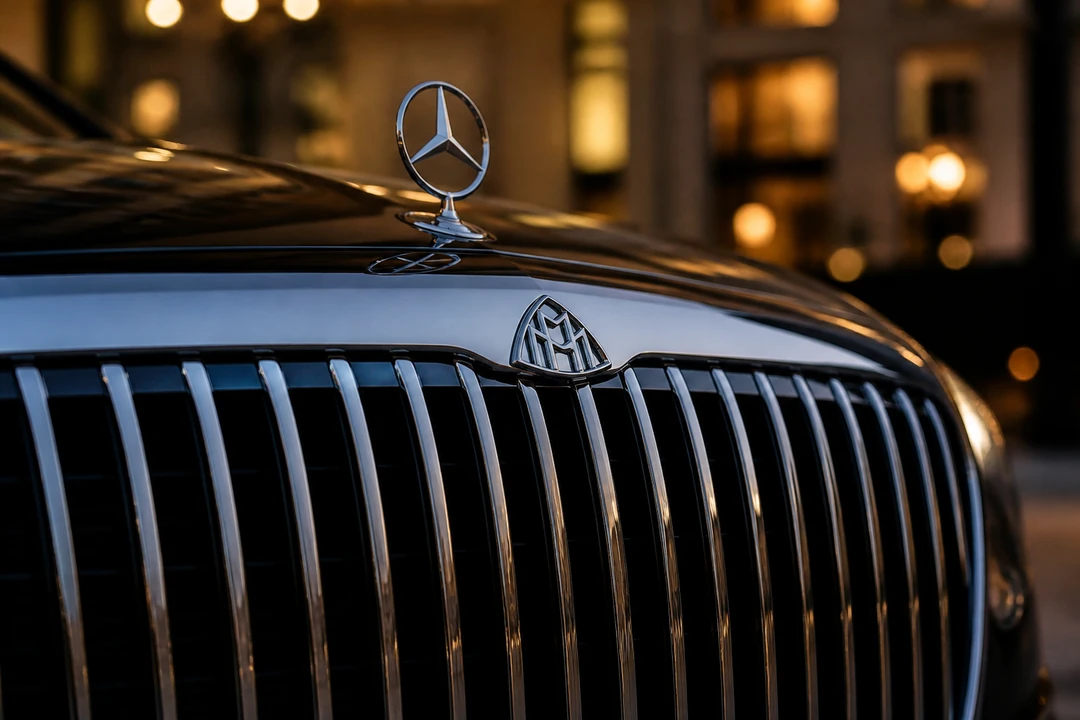 Mercedes-Maybach double-M grille detail for Rolls Royce Ghost vs Maybach S Class Dubai identity
