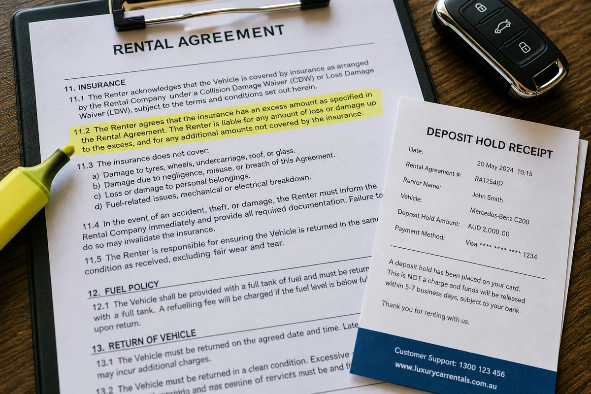 Rental agreement insurance clause and excess reduction options explained before Dubai handover