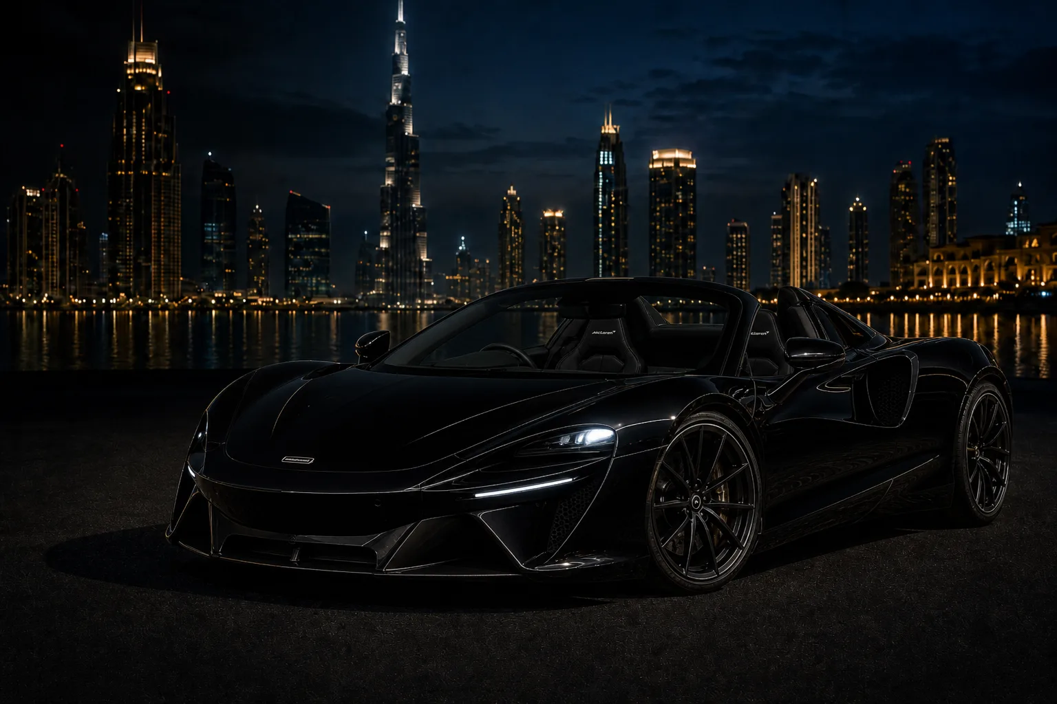 McLaren rental Dubai skyline