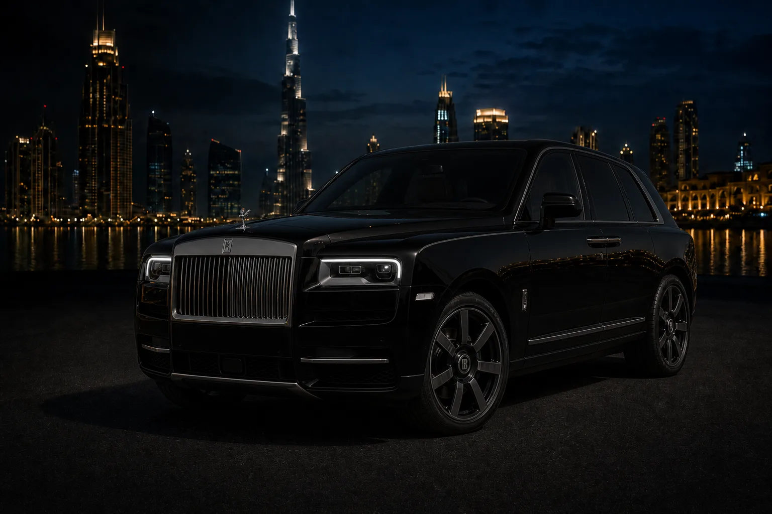 Rolls-Royce rental Dubai skyline