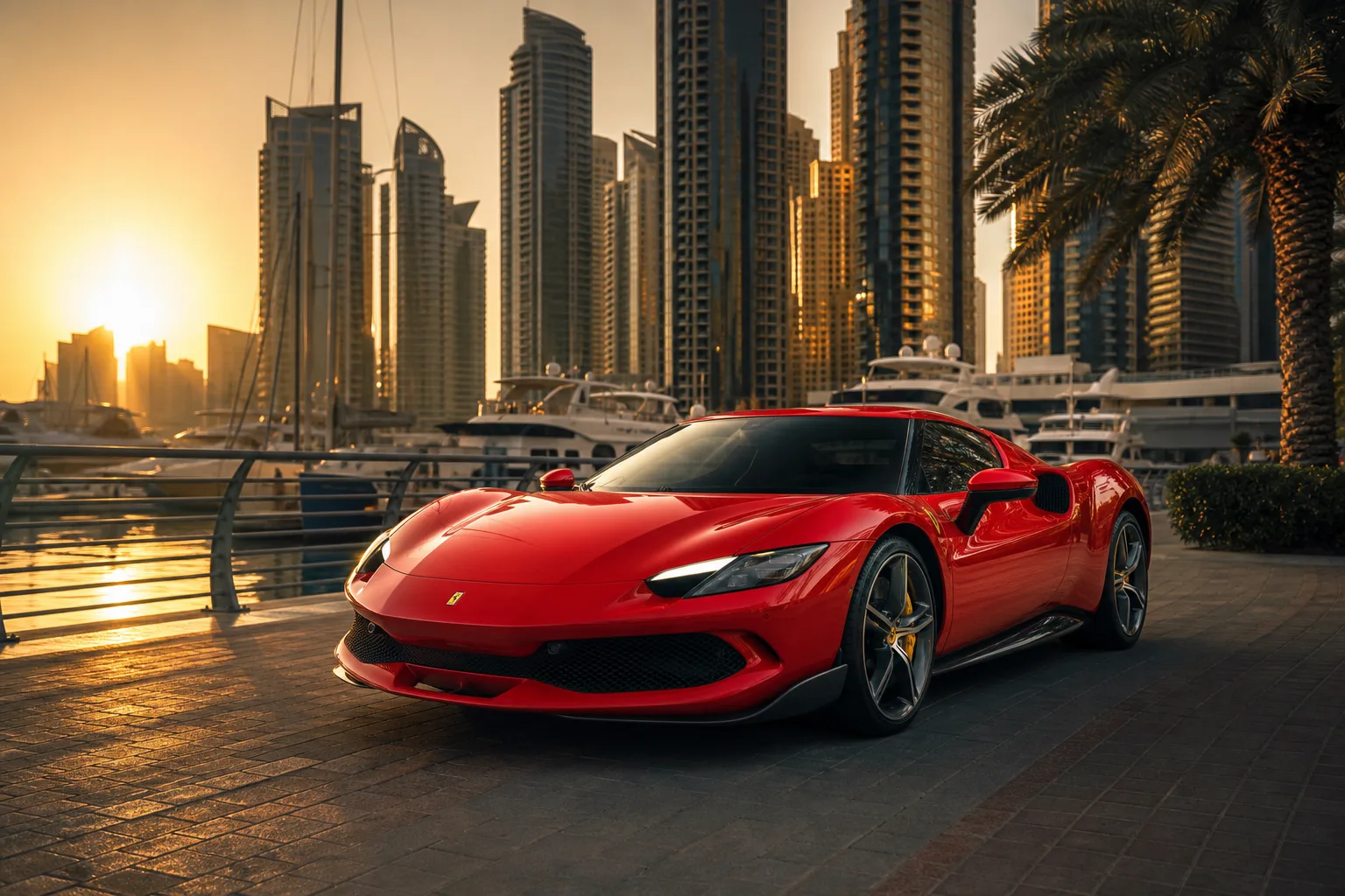 Ferrari 296 GTB supercar rental Dubai Marina hero