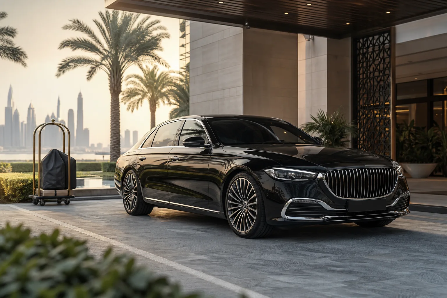 Luxury SUV on a UAE highway for inter-emirate rental from Dubai
